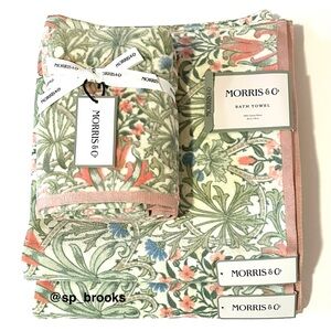 🎁4PC Morris & Co. Bath Towels - Woodland Weeds Pattern - 100% Cotton